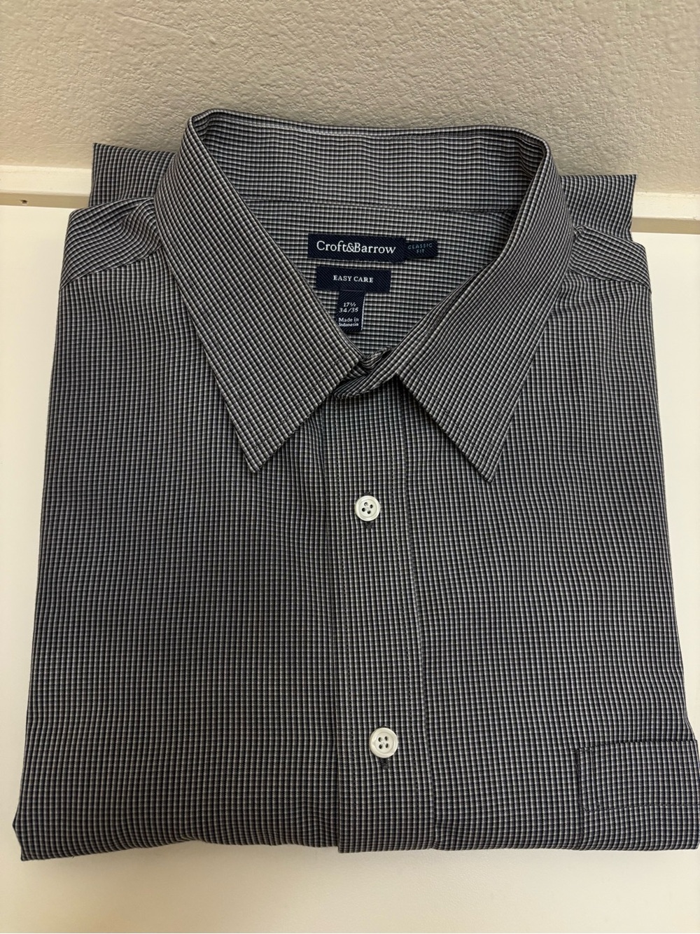 croft & barrow Black and White Mini Check Dress Shirt